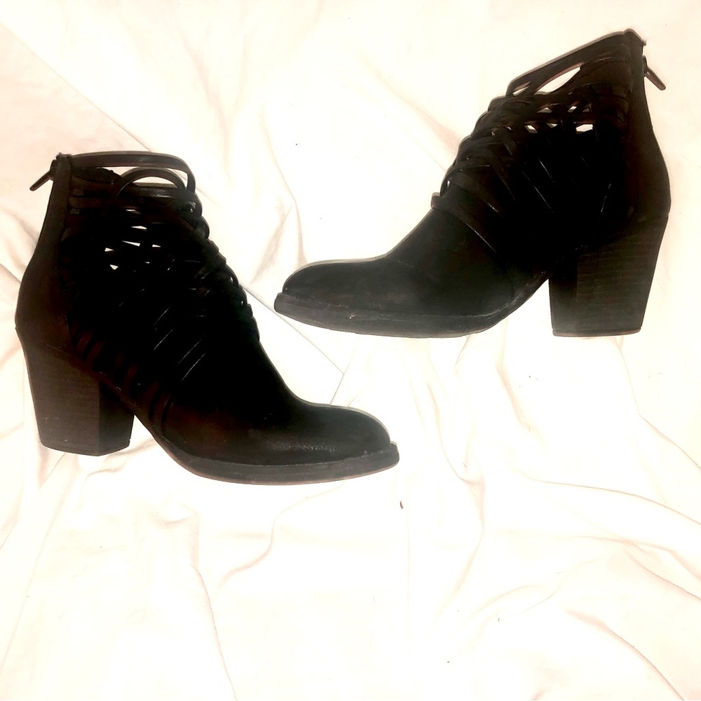 Black strappy ankle boots